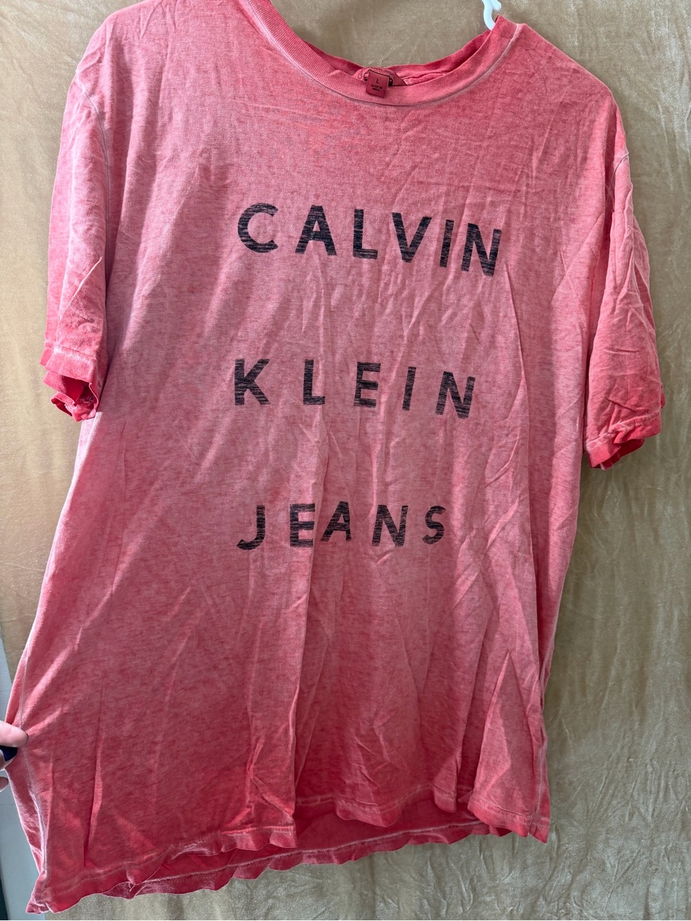 Calvin Klein Jeans Men's Washed Coral Logo Tee